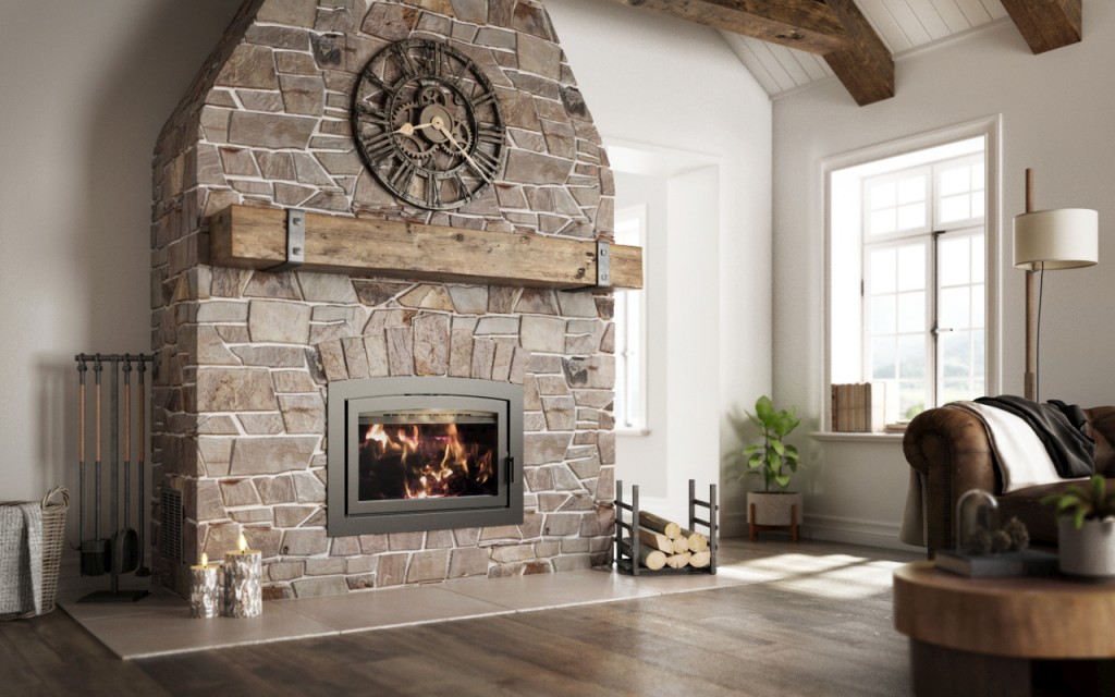 Ambiance Rustic Wood Fireplace