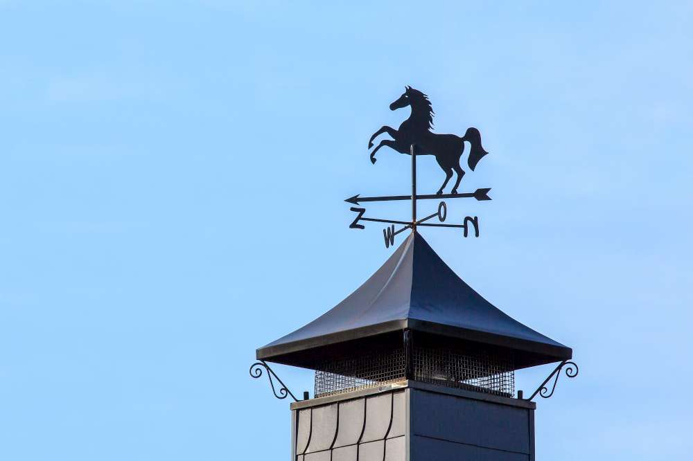 A Chimney cap prevents rain infiltration