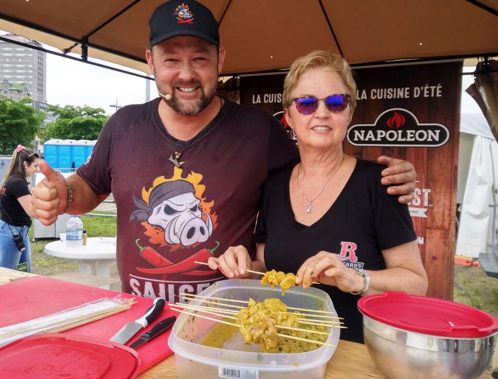 Mr Pepper from Sauces Piquantes.ca offered a demonstration during the BBQ Fest Rickard's.
