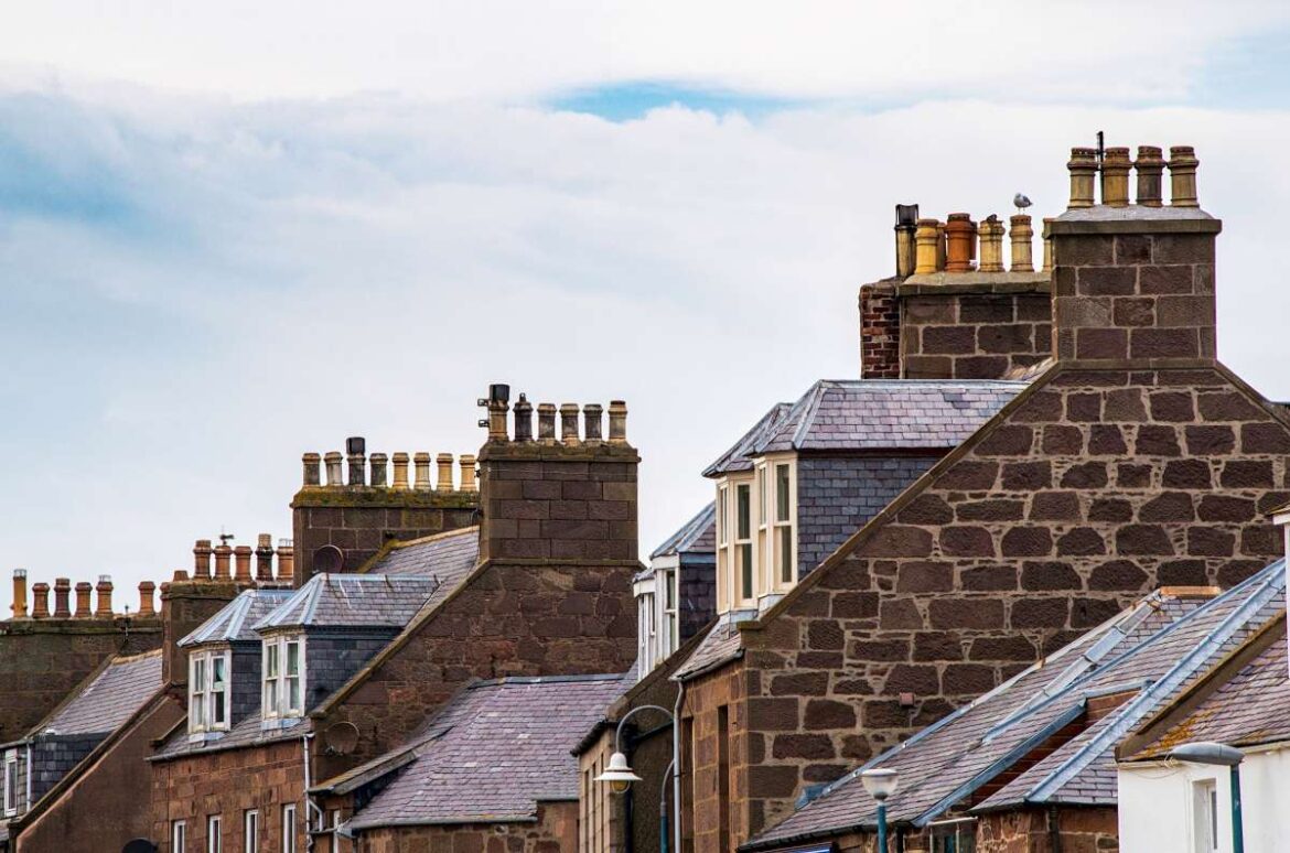 Image from Pixabay-pexel -- Row houses with chimneys, who cleans chimneys?