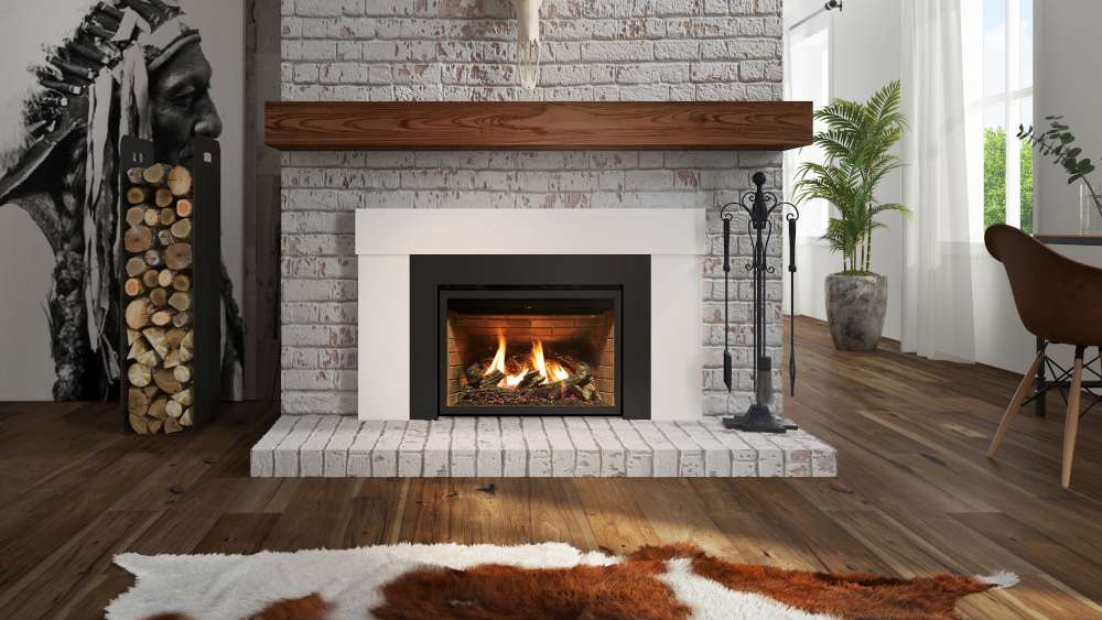 Ambiance Inspiration 29 Gas insert with Ambiance Lexington non-combustible mantel. How fireplace insters work?