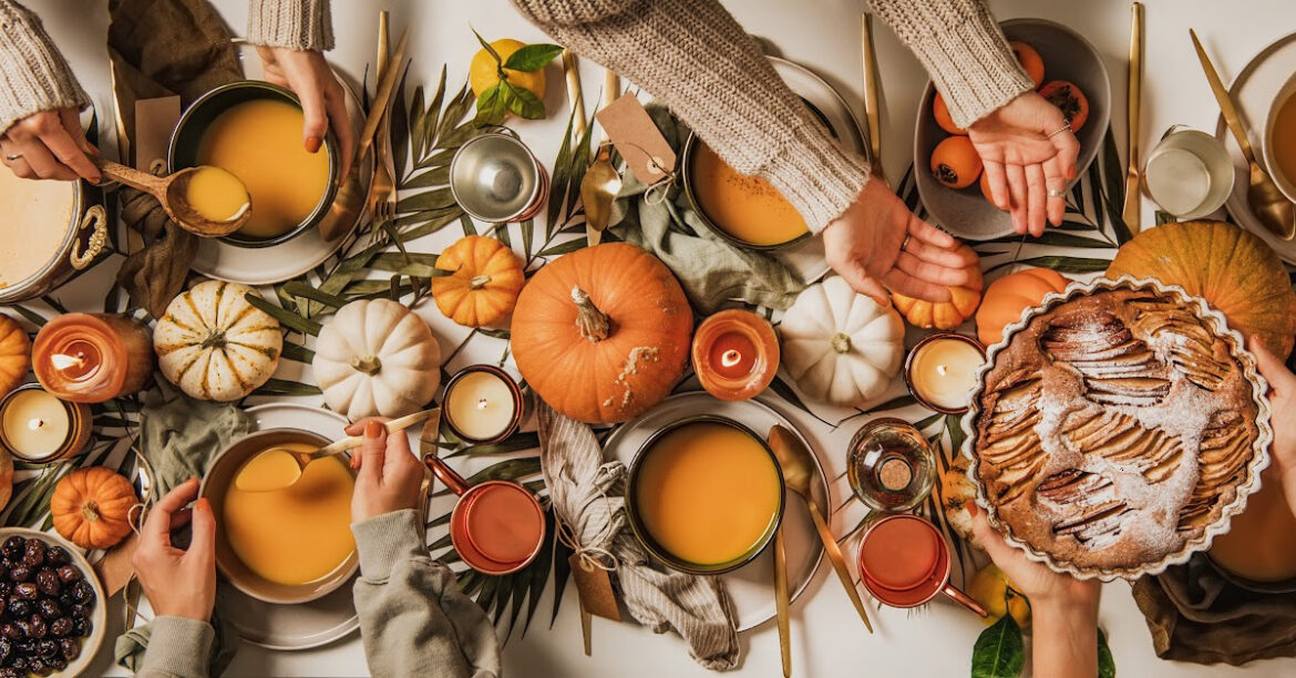 Embracing Hygge_ A Cozy Fall Dinner by the Fireplace - a typic autumn meal with pies, pumpkin, soup, candles