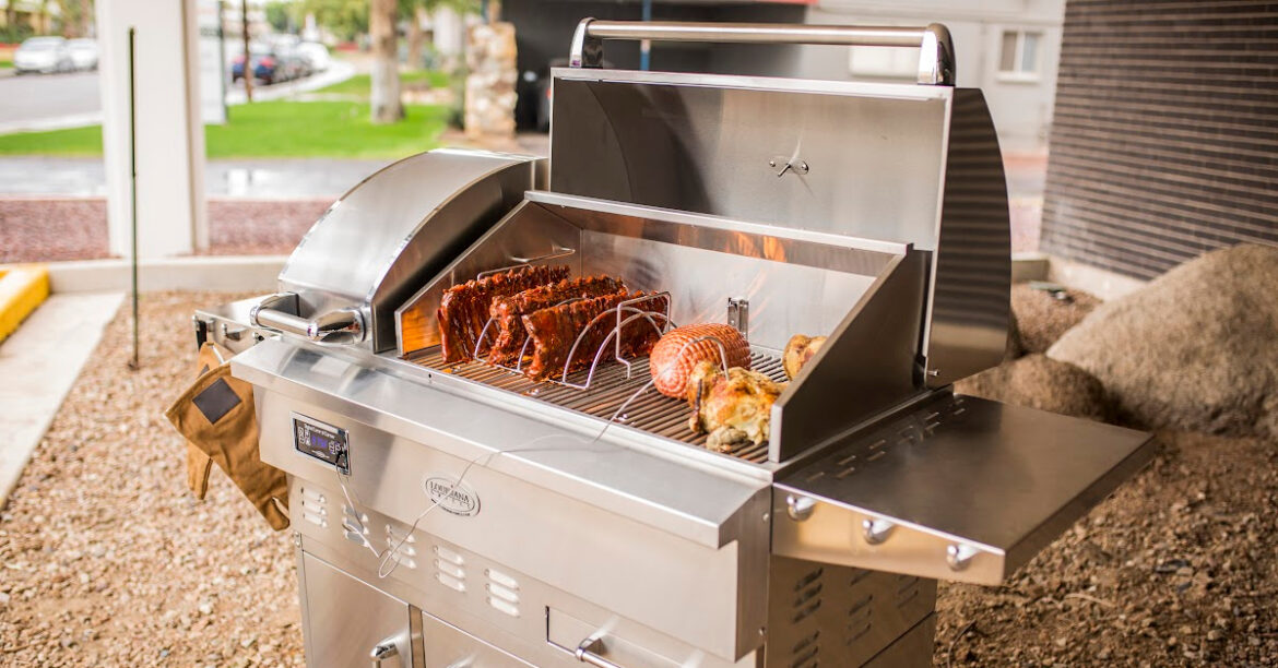 A barbecue with accessories