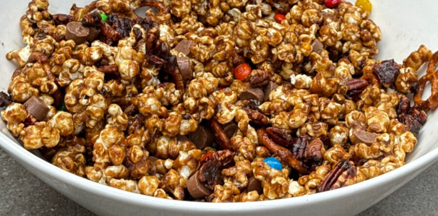 Sweet and Salty Griddle Caramel Popcorn Crunch